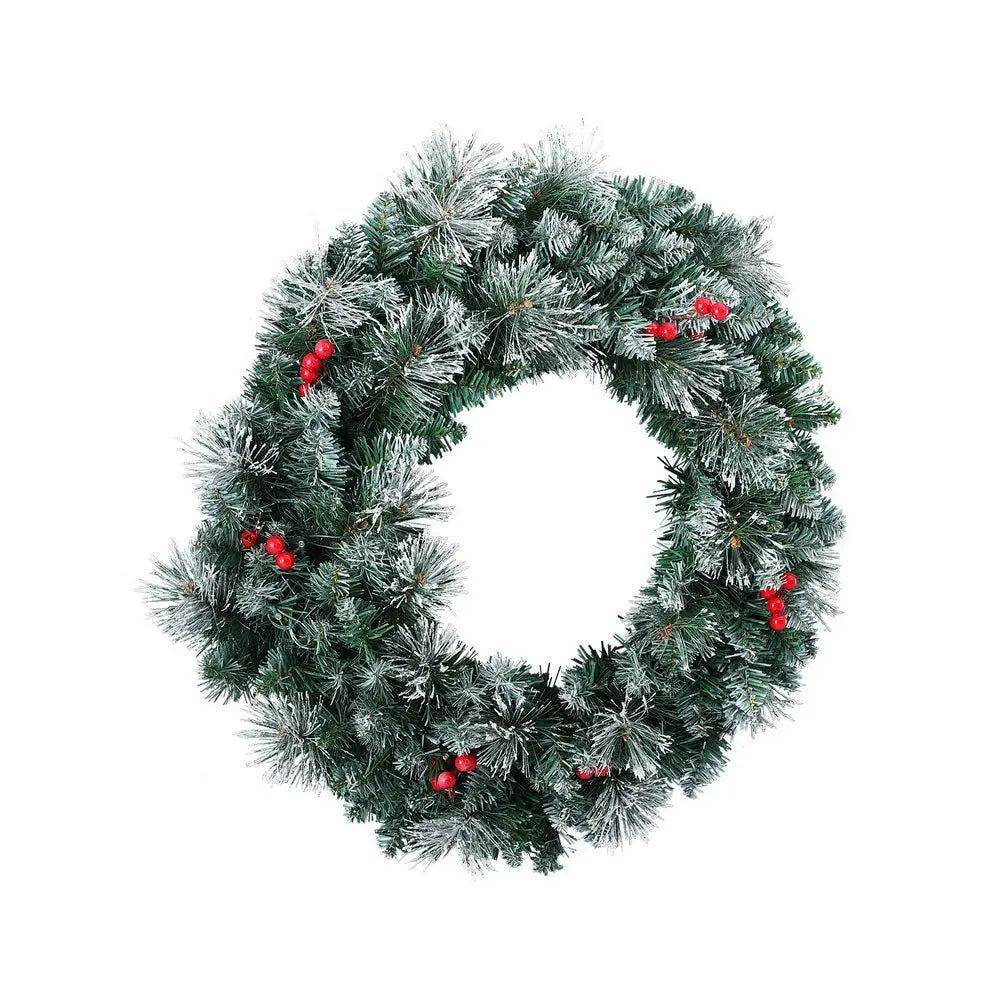 Jingle Jollys 60cm Christmas Wreath LED Lights Snowy Berries Garland Party Decor - Occasions > Christmas > Christmas