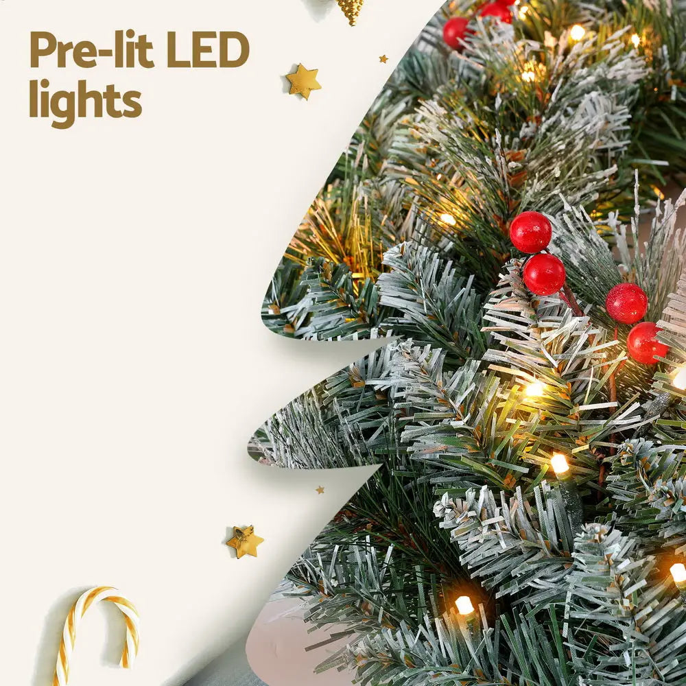 Jingle Jollys 60cm Christmas Wreath LED Lights Snowy Berries Garland Party Decor - Occasions > Christmas > Christmas