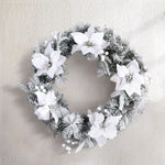 Jingle Jollys 60cm Christmas Wreath LED Lights Snowy Flowers Garland Party Decor - Occasions > Christmas > Christmas