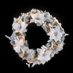 Jingle Jollys 60cm Christmas Wreath LED Lights Snowy Flowers Garland Party Decor - Occasions > Christmas > Christmas