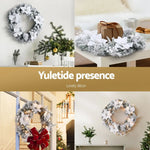 Jingle Jollys 60cm Christmas Wreath LED Lights Snowy Flowers Garland Party Decor - Occasions > Christmas > Christmas
