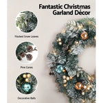 Jingle Jollys 60cm Christmas Wreath with LED Lights Snowy Garland Xmas Decor - Occasions > Christmas > Christmas