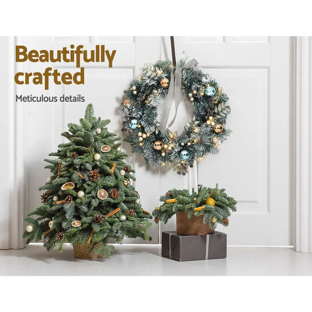 Jingle Jollys 60cm Christmas Wreath with LED Lights Snowy Garland Xmas Decor - Occasions > Christmas > Christmas