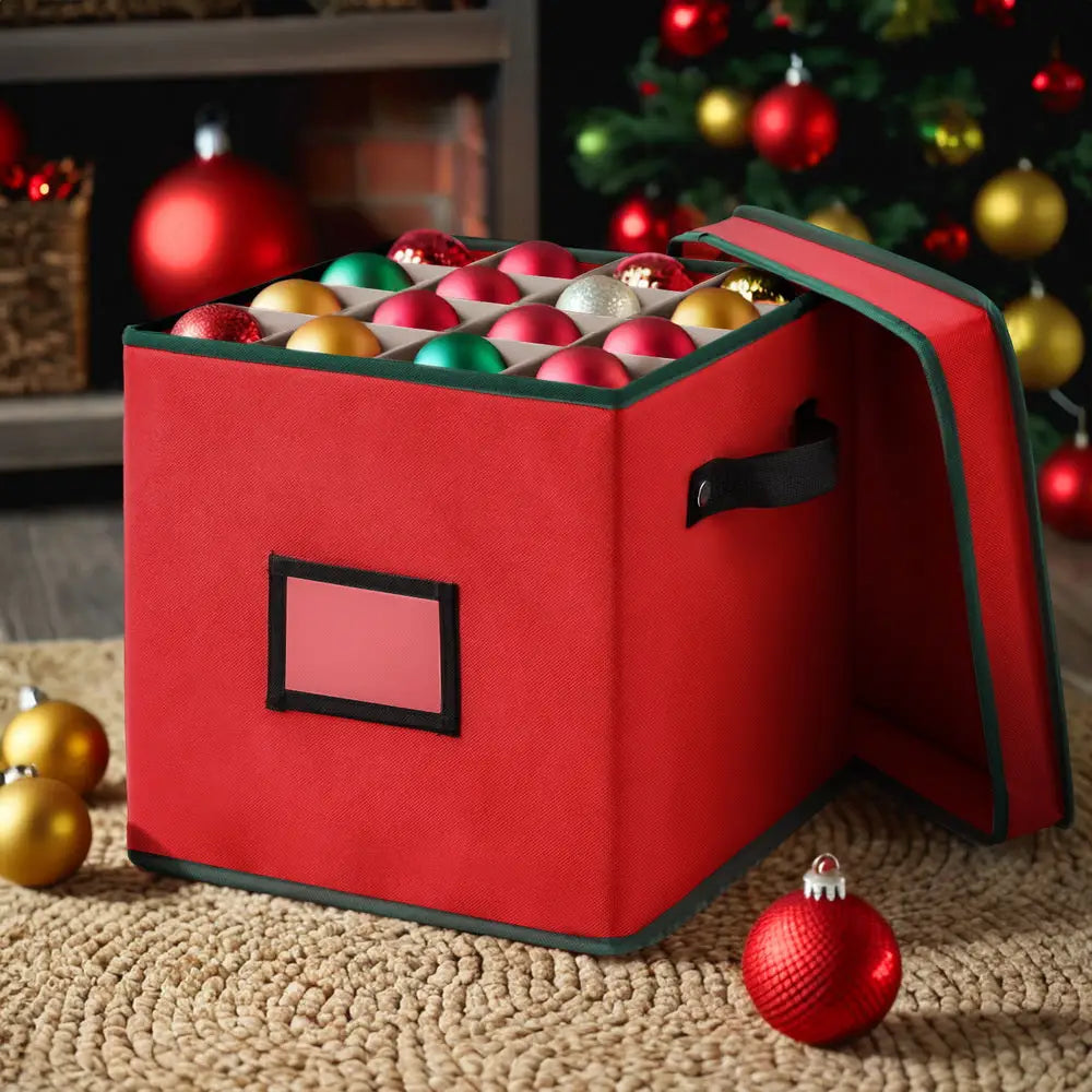 Jingle Jollys Christmas Baubles Storage Box 64 Dividers Xmas Ornaments Container - Occasions > Christmas > Christmas