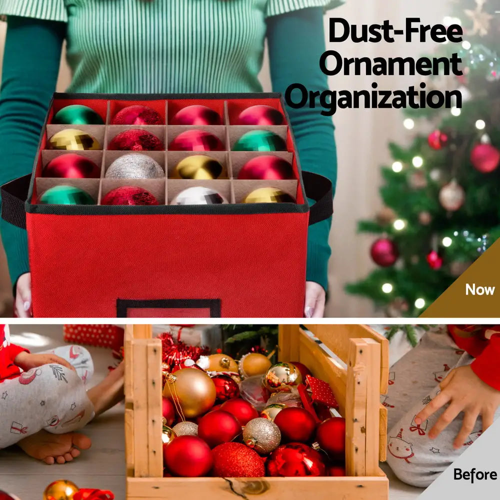 Jingle Jollys Christmas Baubles Storage Box 64 Dividers Xmas Ornaments Container - Occasions > Christmas > Christmas