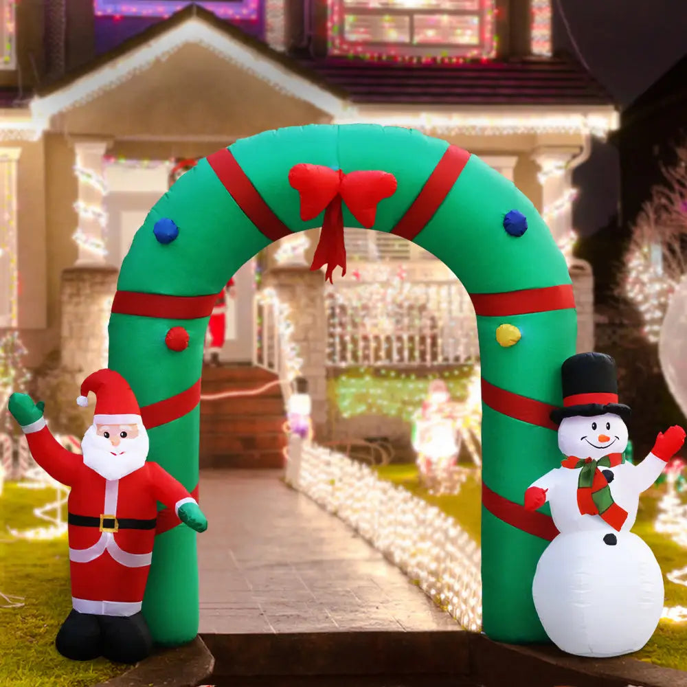 Jingle Jollys Christmas Inflatable Archwary 2.8M Illuminated Decorations - Occasions > Christmas > Christmas Decorations