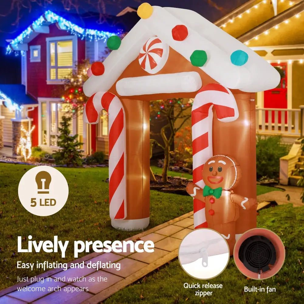 Jingle Jollys Christmas Inflatable Archwary Ginger 2.8M Illuminated Decorations - Occasions > Christmas > Christmas