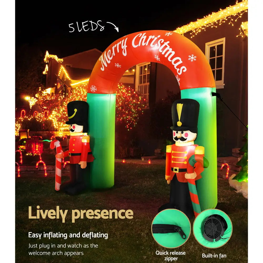 Jingle Jollys Christmas Inflatable Archwary Nutcracker 3M Illuminated Decorations - Occasions > Christmas > Christmas