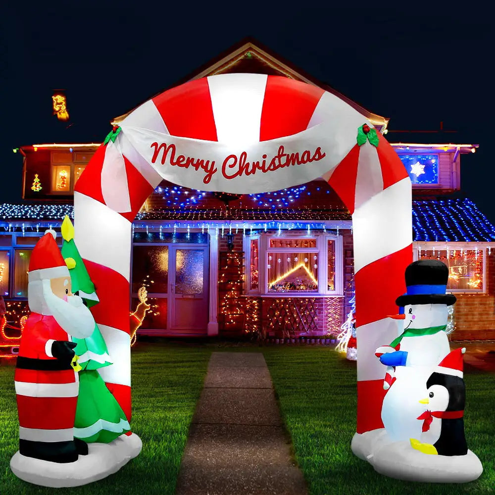 Jingle Jollys Christmas Inflatable Archwary Santa 3M Illuminated Decorations - Occasions > Christmas > Christmas