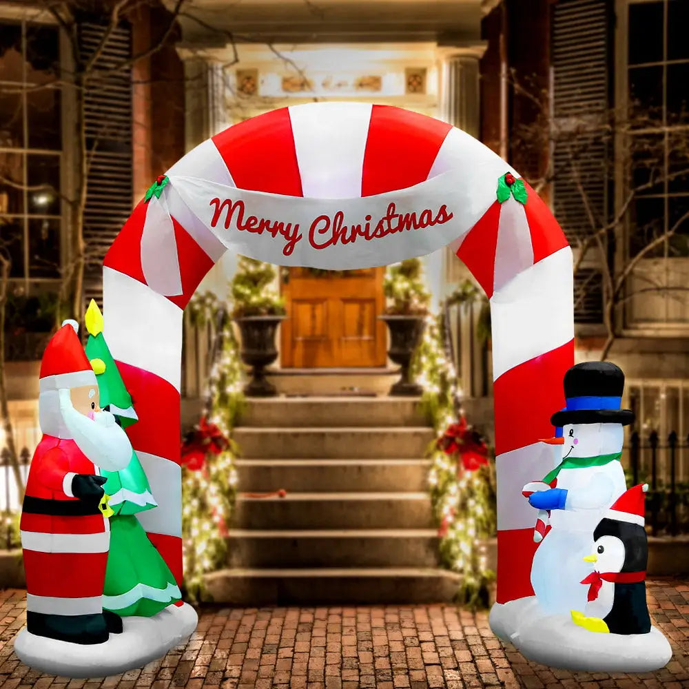 Jingle Jollys Christmas Inflatable Archwary Santa 3M Illuminated Decorations - Occasions > Christmas > Christmas