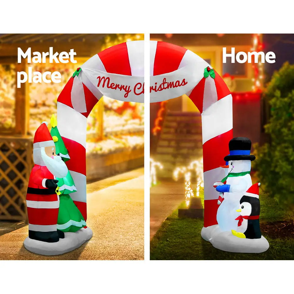 Jingle Jollys Christmas Inflatable Archwary Santa 3M Illuminated Decorations - Occasions > Christmas > Christmas