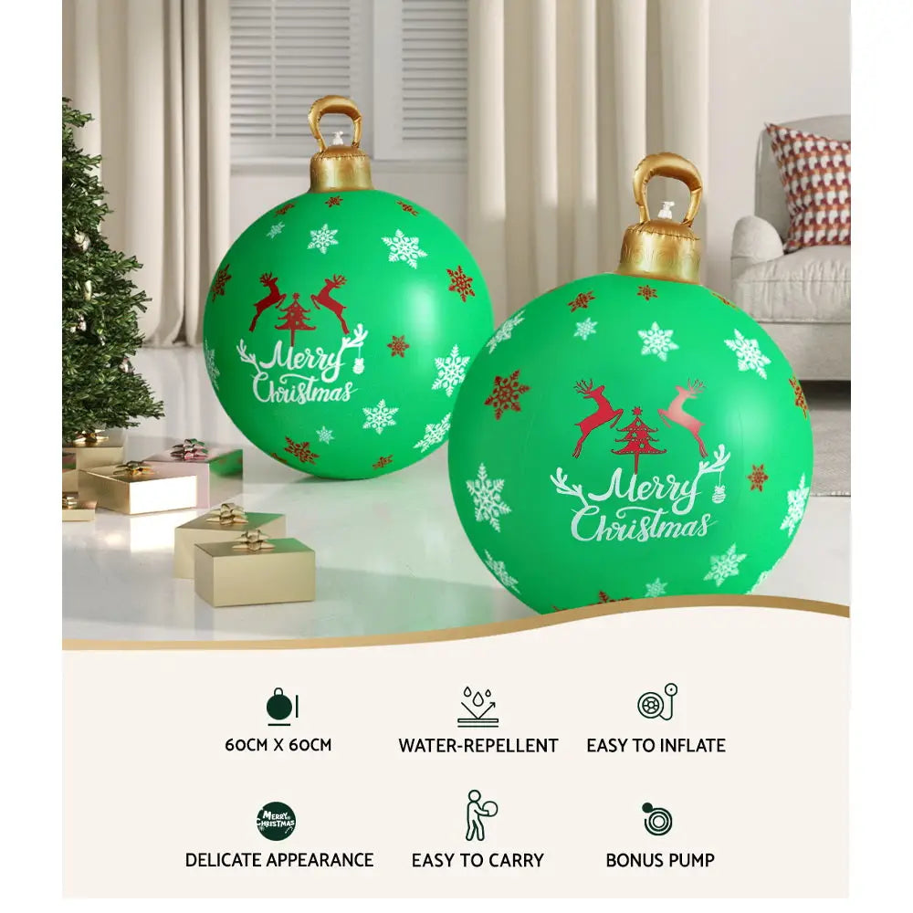 Jingle Jollys Christmas Inflatable Ball Bauble 60cm Outdoor Decoration Green - Occasions > Christmas > Christmas