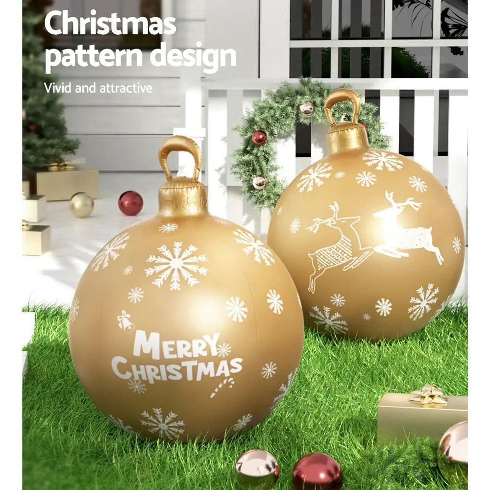 Jingle Jollys Christmas Inflatable Ball Bauble 60cm Outdoor Decoration Gold - Occasions > Christmas > Christmas