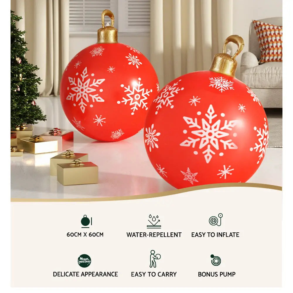 Jingle Jollys Christmas Inflatable Ball Bauble 60cm Outdoor Decoration Red - Occasions > Christmas > Christmas