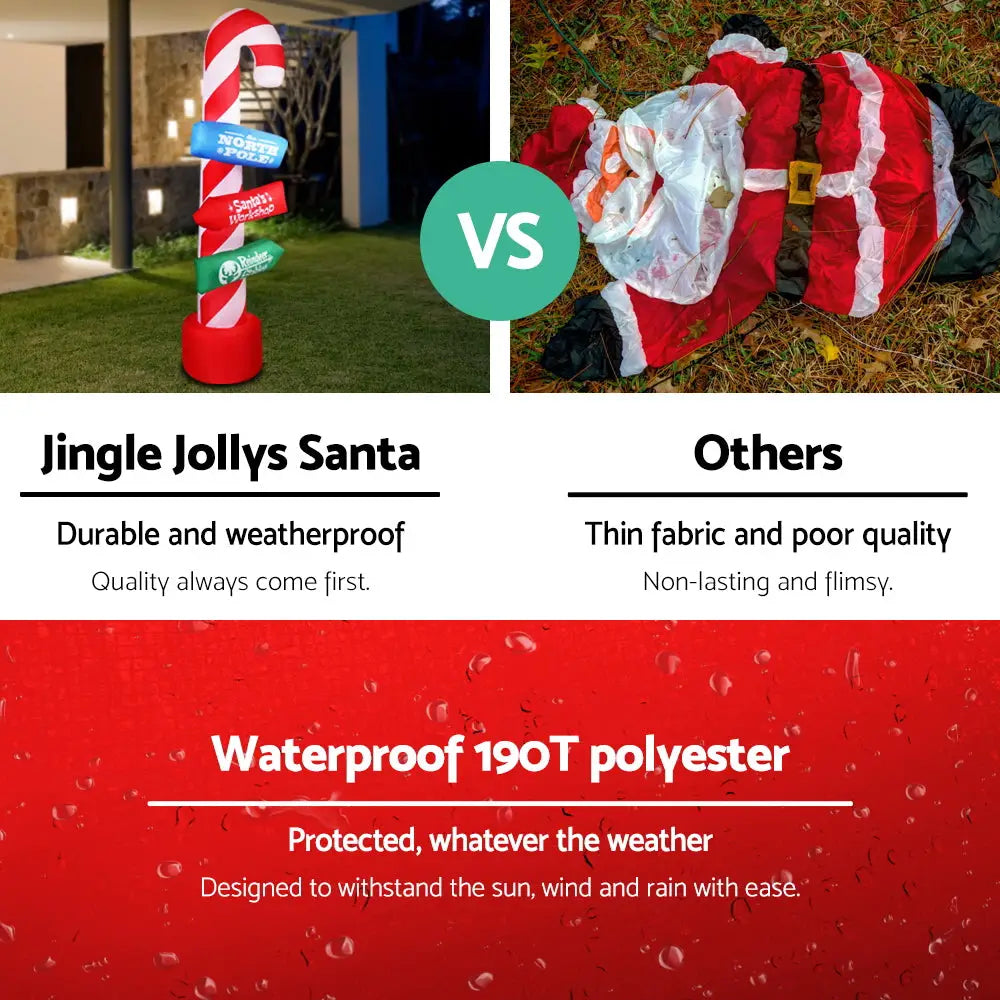 Jingle Jollys Christmas Inflatable Candy Pole 2.4M Illuminated Decorations - Occasions > Christmas > Christmas