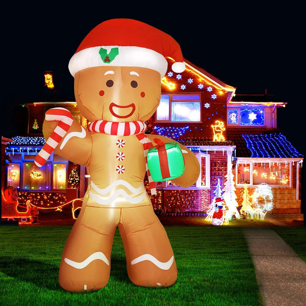 Jingle Jollys Christmas Inflatable Gingerbread Man 2.4M Illuminated Decorations - Occasions > Christmas > Christmas