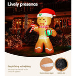 Jingle Jollys Christmas Inflatable Gingerbread Man 2.4M Illuminated Decorations - Occasions > Christmas > Christmas