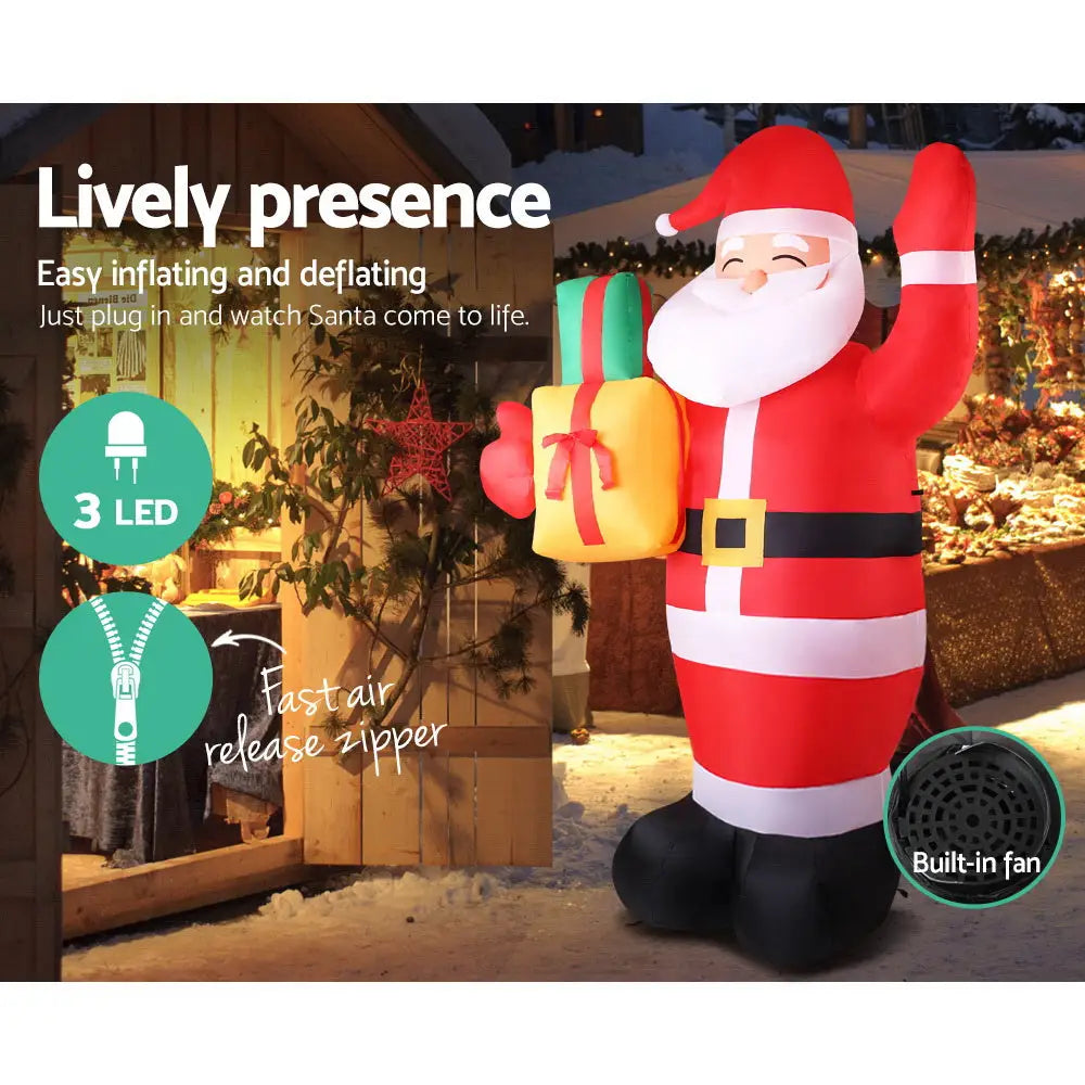 Jingle Jollys Christmas Inflatable Santa 2.4M Illuminated Decorations - Occasions > Christmas > Christmas Decorations