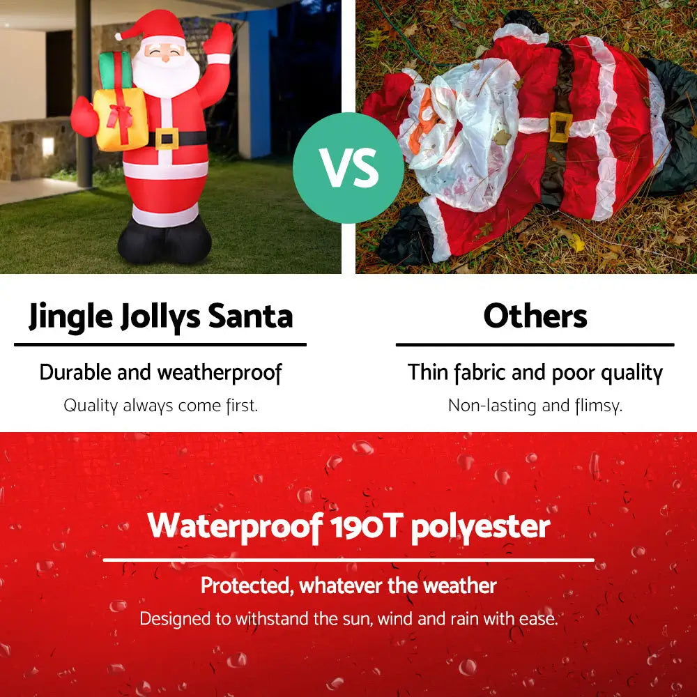 Jingle Jollys Christmas Inflatable Santa 2.4M Illuminated Decorations - Occasions > Christmas > Christmas Decorations
