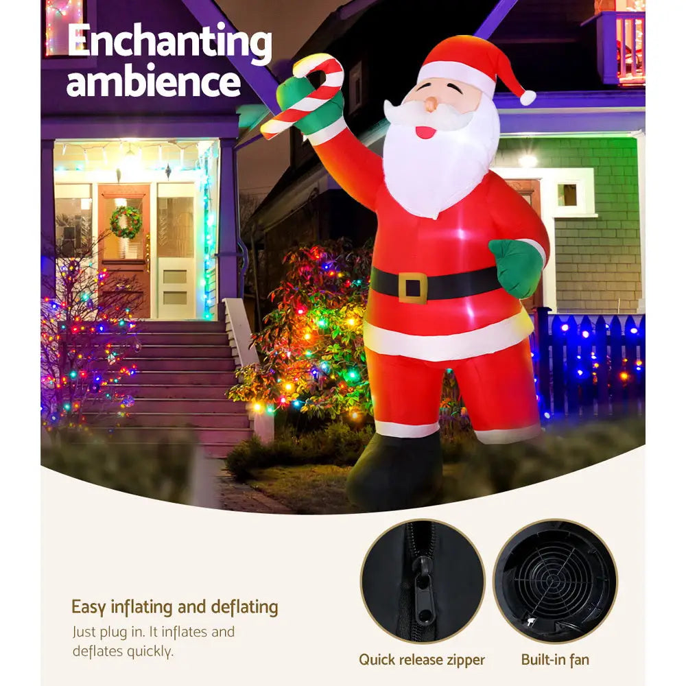 Jingle Jollys Christmas Inflatable Santa 3M Illuminated Decorations - Occasions > Christmas > Christmas Decorations