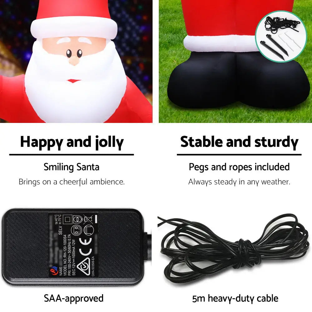 Jingle Jollys Christmas Inflatable Santa 5M Illuminated Decorations - Occasions > Christmas > Christmas Decorations