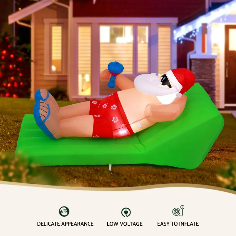Jingle Jollys Christmas Inflatable Santa Bench 1.8M LED Illuminated Decorations - Occasions > Christmas > Christmas