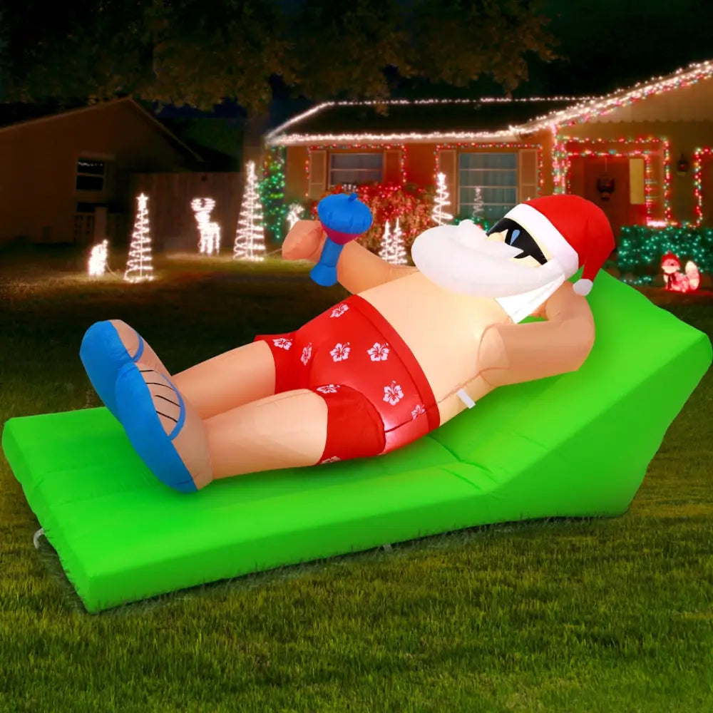 Jingle Jollys Christmas Inflatable Santa Bench 1.8M LED Illuminated Decorations - Occasions > Christmas > Christmas