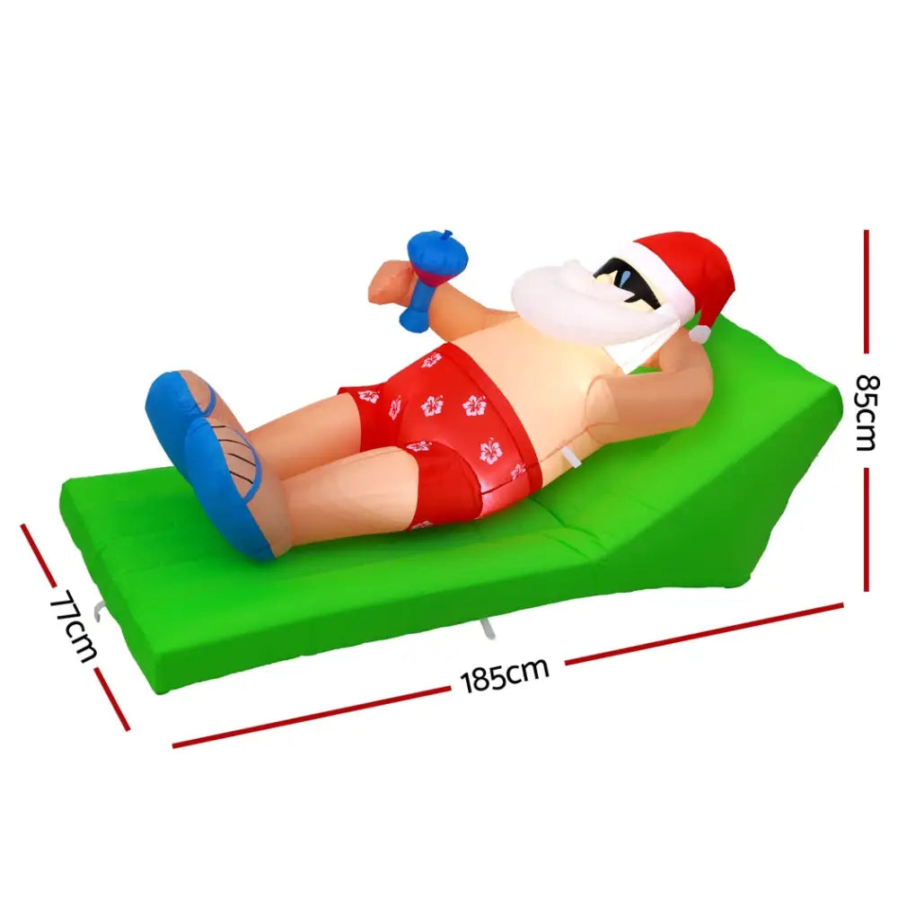 Jingle Jollys Christmas Inflatable Santa Bench 1.8M LED Illuminated Decorations - Occasions > Christmas > Christmas