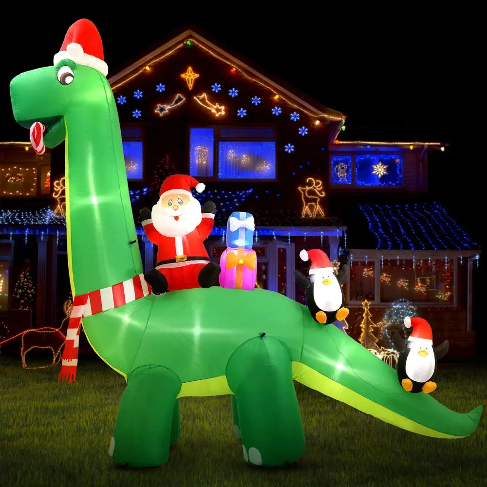 Jingle Jollys Christmas Inflatable Santa Dinosaur 3.8M Illuminated Decorations - Occasions > Christmas > Christmas