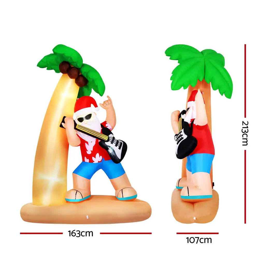 Jingle Jollys Christmas Inflatable Santa Guitar 2.1M Led Illuminated Decorations - Occasions > Christmas > Christmas