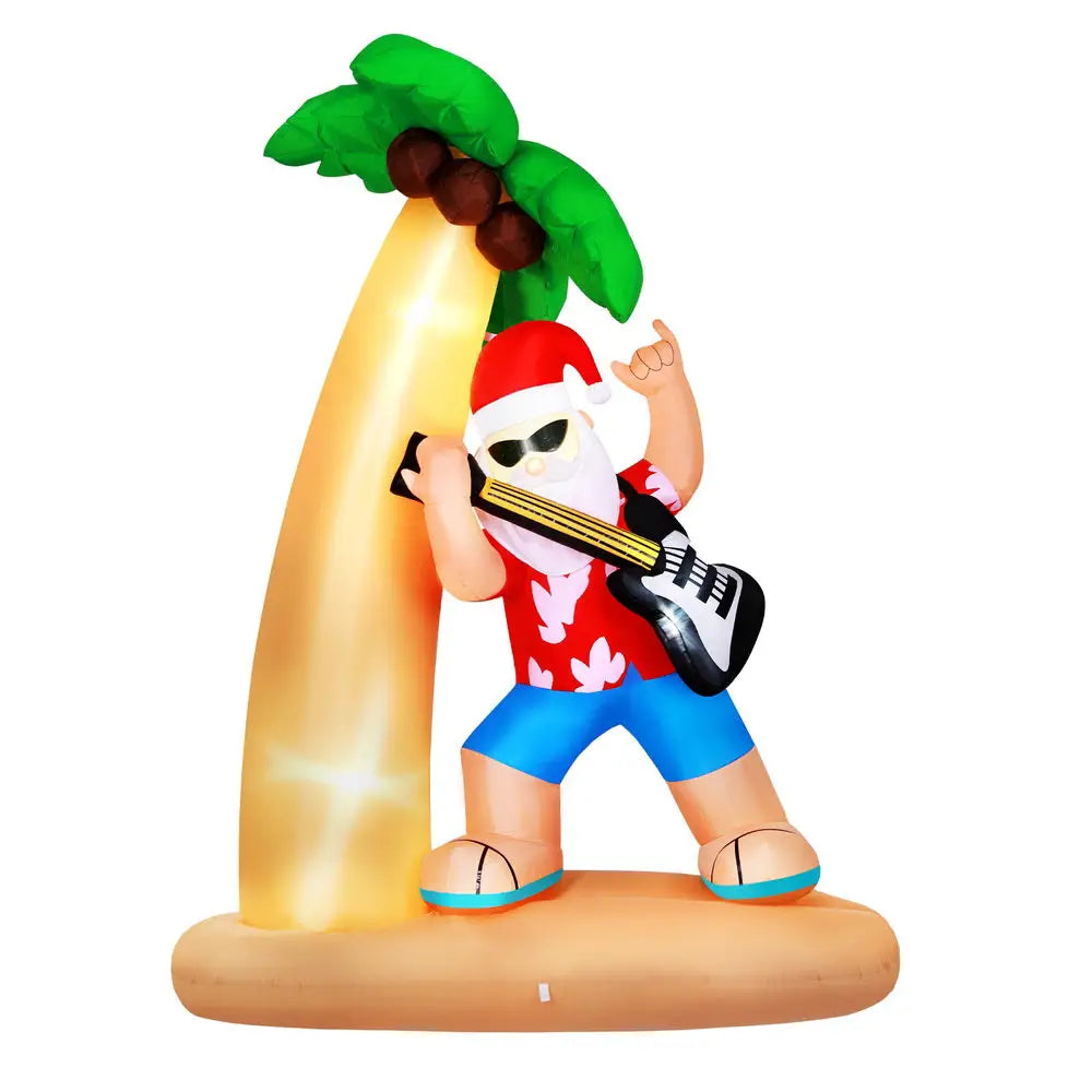 Jingle Jollys Christmas Inflatable Santa Guitar 2.1M Led Illuminated Decorations - Occasions > Christmas > Christmas