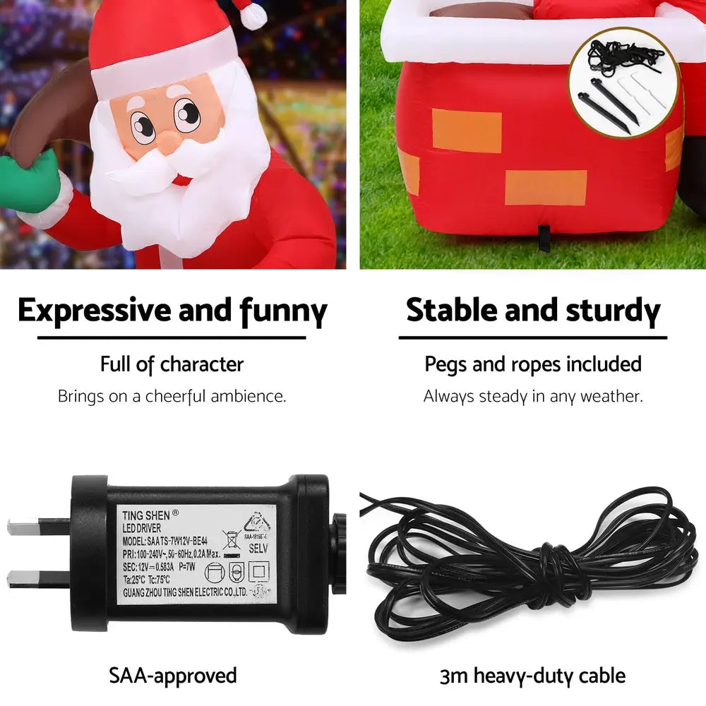 Jingle Jollys Christmas Inflatable Santa Illuminated Decorations - Occasions > Christmas > Christmas Decorations