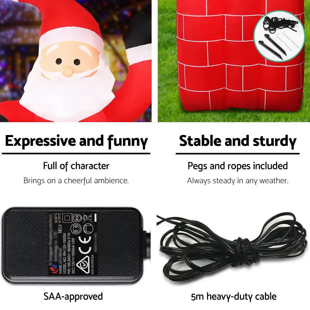 Jingle Jollys Christmas Inflatable Santa Pop Up 1.8M Illuminated Decorations - Occasions > Christmas > Christmas