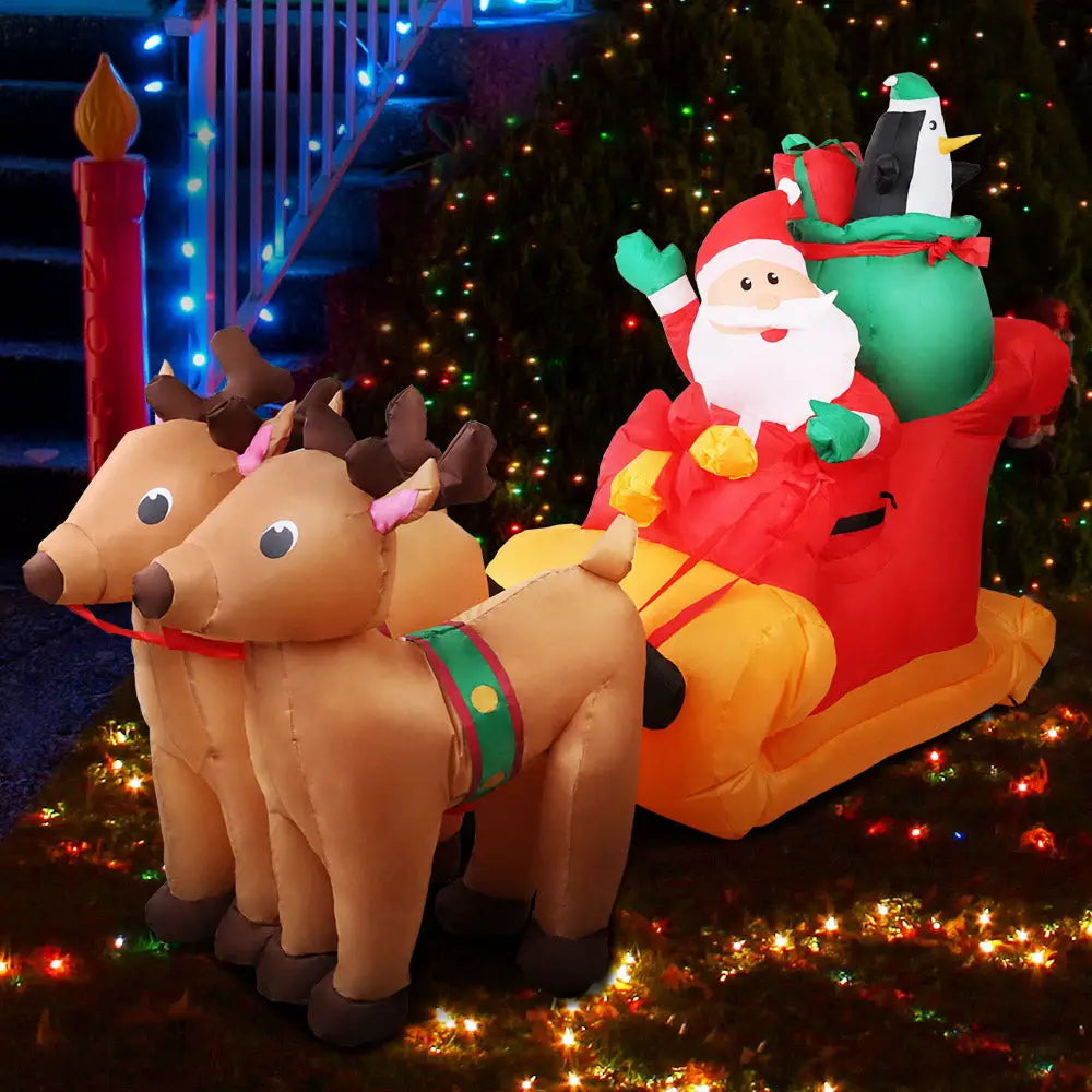 Jingle Jollys Christmas Inflatable Santa Sleigh 2.2M Illuminated Decorations - Occasions > Christmas > Christmas