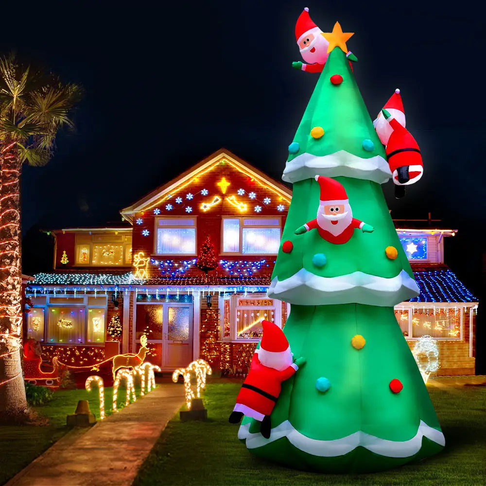 Jingle Jollys Christmas Inflatable Santa Tree 5M Illuminated Decorations - Occasions > Christmas > Christmas Decorations