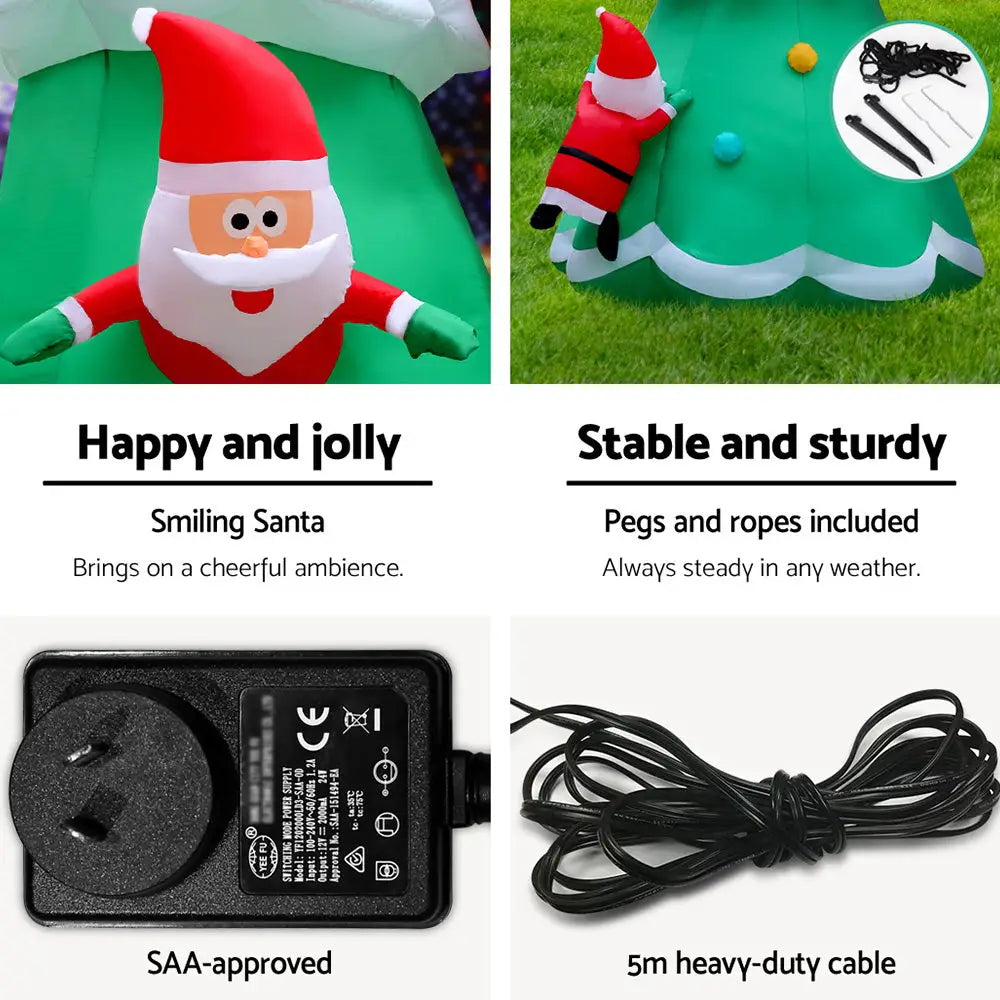 Jingle Jollys Christmas Inflatable Santa Tree 5M Illuminated Decorations - Occasions > Christmas > Christmas Decorations