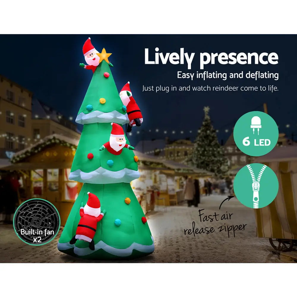 Jingle Jollys Christmas Inflatable Santa Tree 5M Illuminated Decorations - Occasions > Christmas > Christmas Decorations