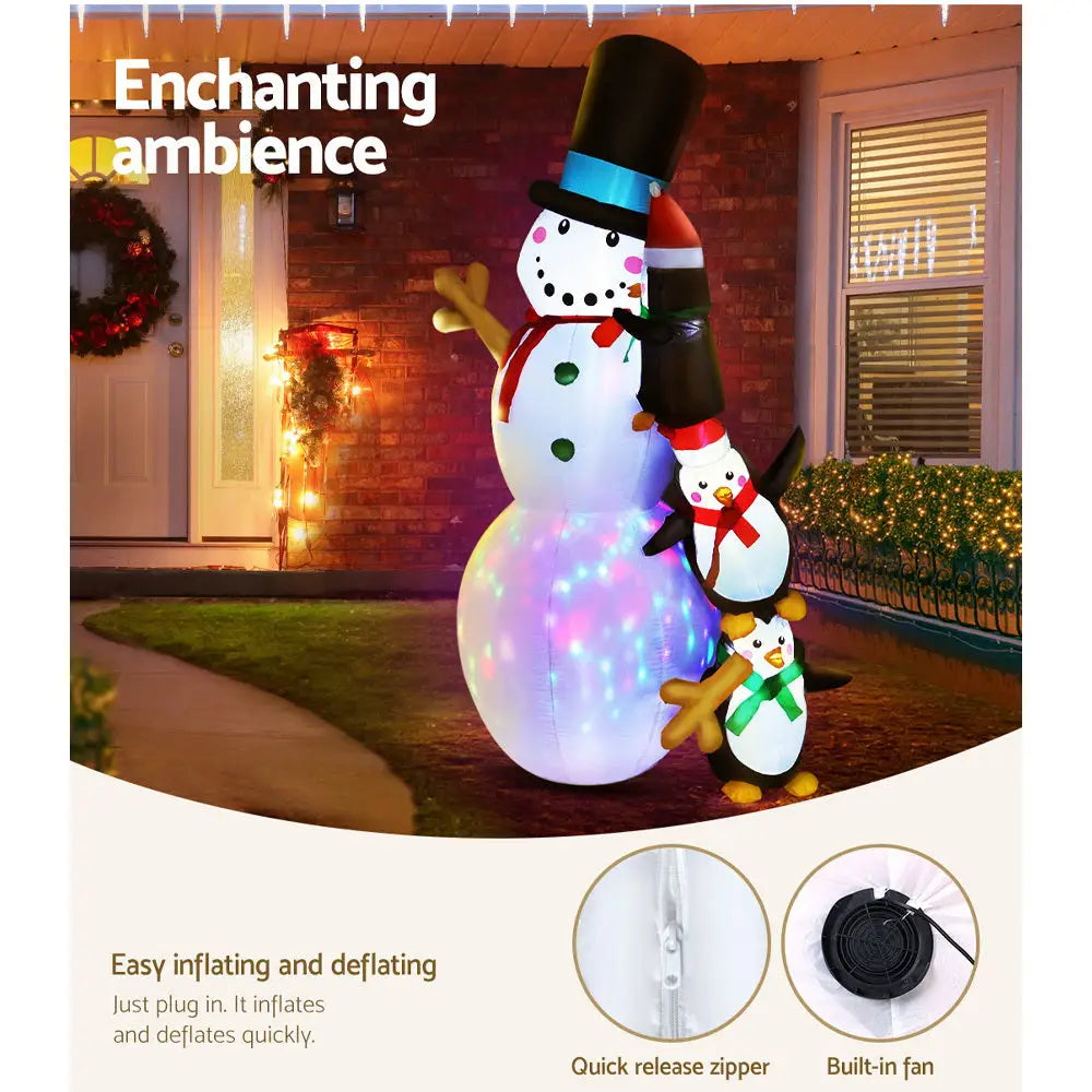 Jingle Jollys Christmas Inflatable Snowman 2.4M Illuminated Decorations - Occasions > Christmas > Christmas Decorations