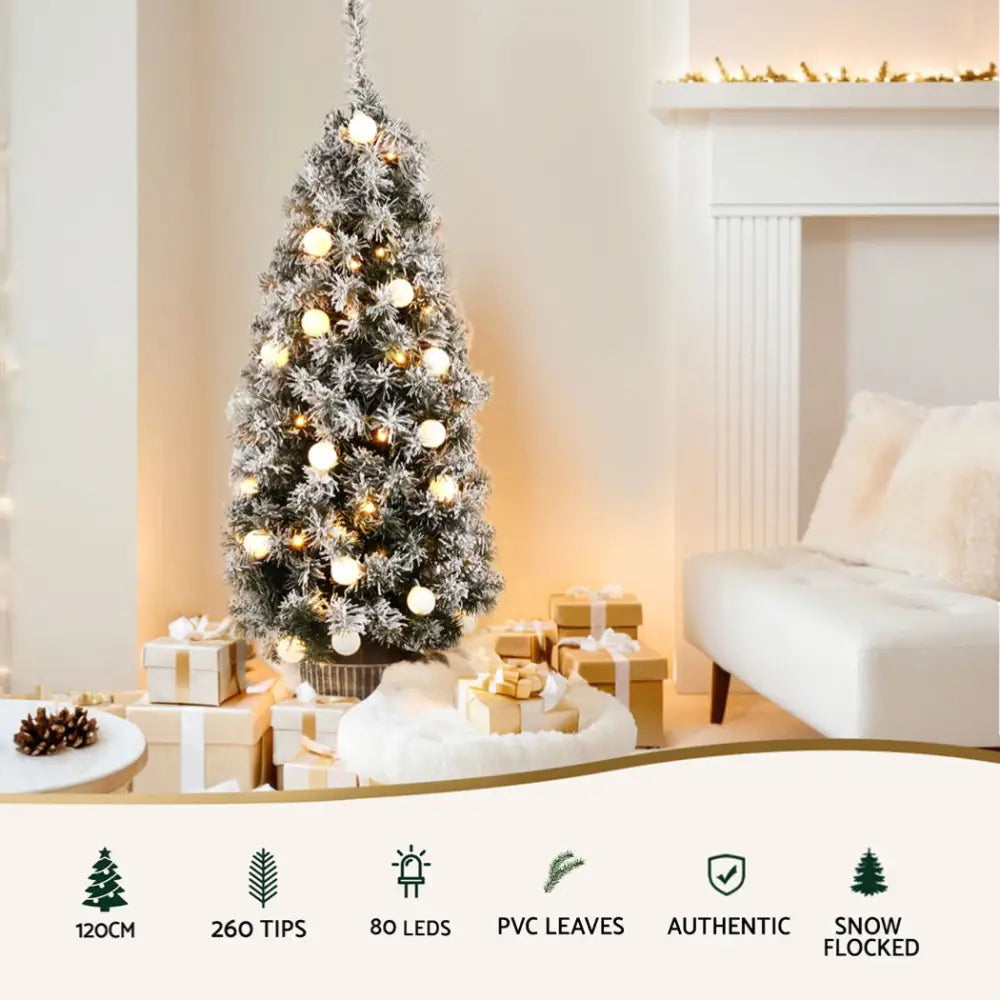 Jingle Jollys Christmas Tree 1.2M Potted Snowy Xmas Tree - Occasions > Christmas > Christmas Trees