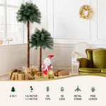 Jingle Jollys Christmas Tree 1.5 + 1m LED Xmas Palm Tree Party Decorations 2 in 1 - Occasions > Christmas > Christmas