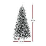 Jingle Jollys Christmas Tree 1.8m Snow Flocked LED Xmas Decoration 8 Light Modes - Occasions > Christmas > Christmas