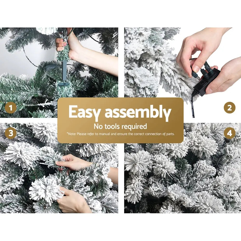 Jingle Jollys Christmas Tree 1.8M Xmas Tree with 350 LED Lights Snowy Tips - Occasions > Christmas > Christmas Trees