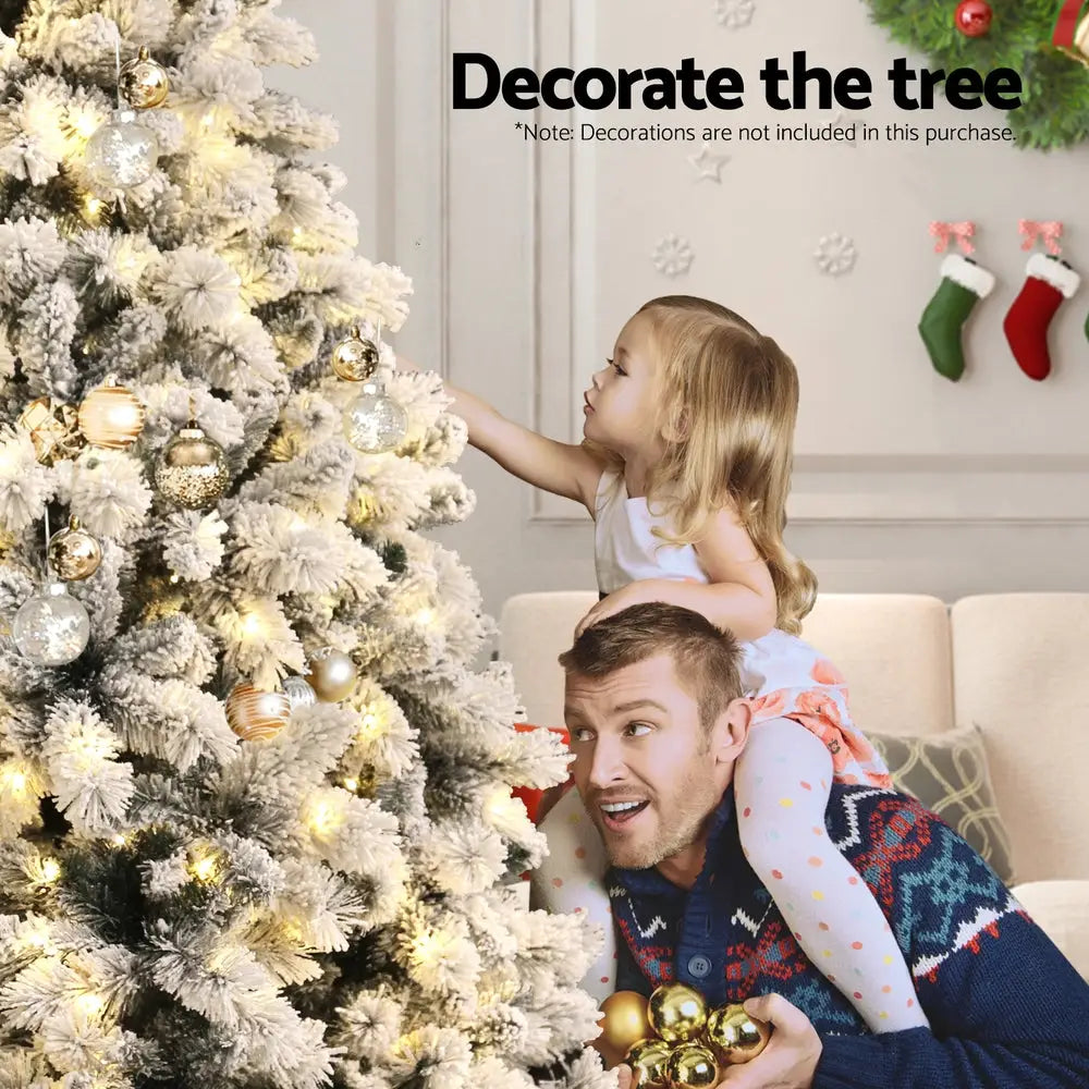 Jingle Jollys Christmas Tree 2.1m Snow Flocked LED Xmas Decoration 8 Light Modes - Occasions > Christmas > Christmas