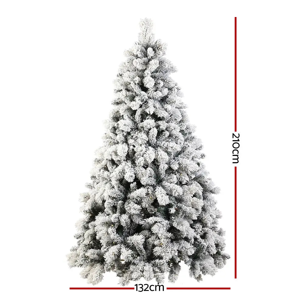 Jingle Jollys Christmas Tree 2.1M Xmas Tree with 500 LED Lights Snowy Tips - Occasions > Christmas > Christmas Trees