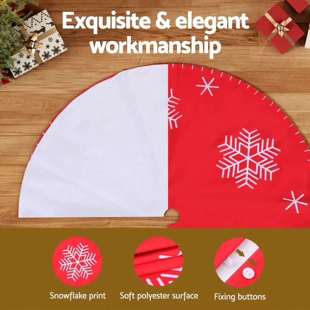 Jingle Jollys Christmas Tree Skirt 120cm Snowflake Ornaments Party Decorations - Occasions > Christmas > Christmas