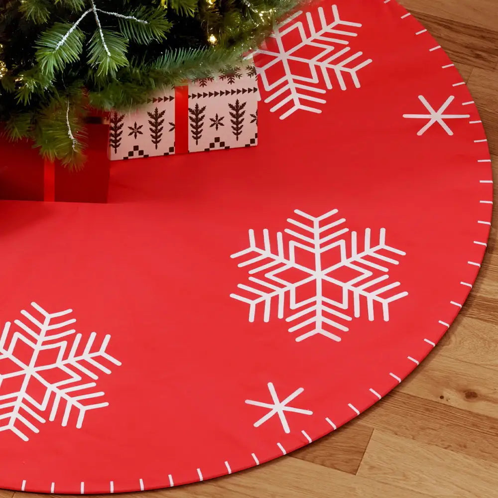 Jingle Jollys Christmas Tree Skirt 90cm Snowflake Ornaments Party Decorations - Occasions > Christmas > Christmas
