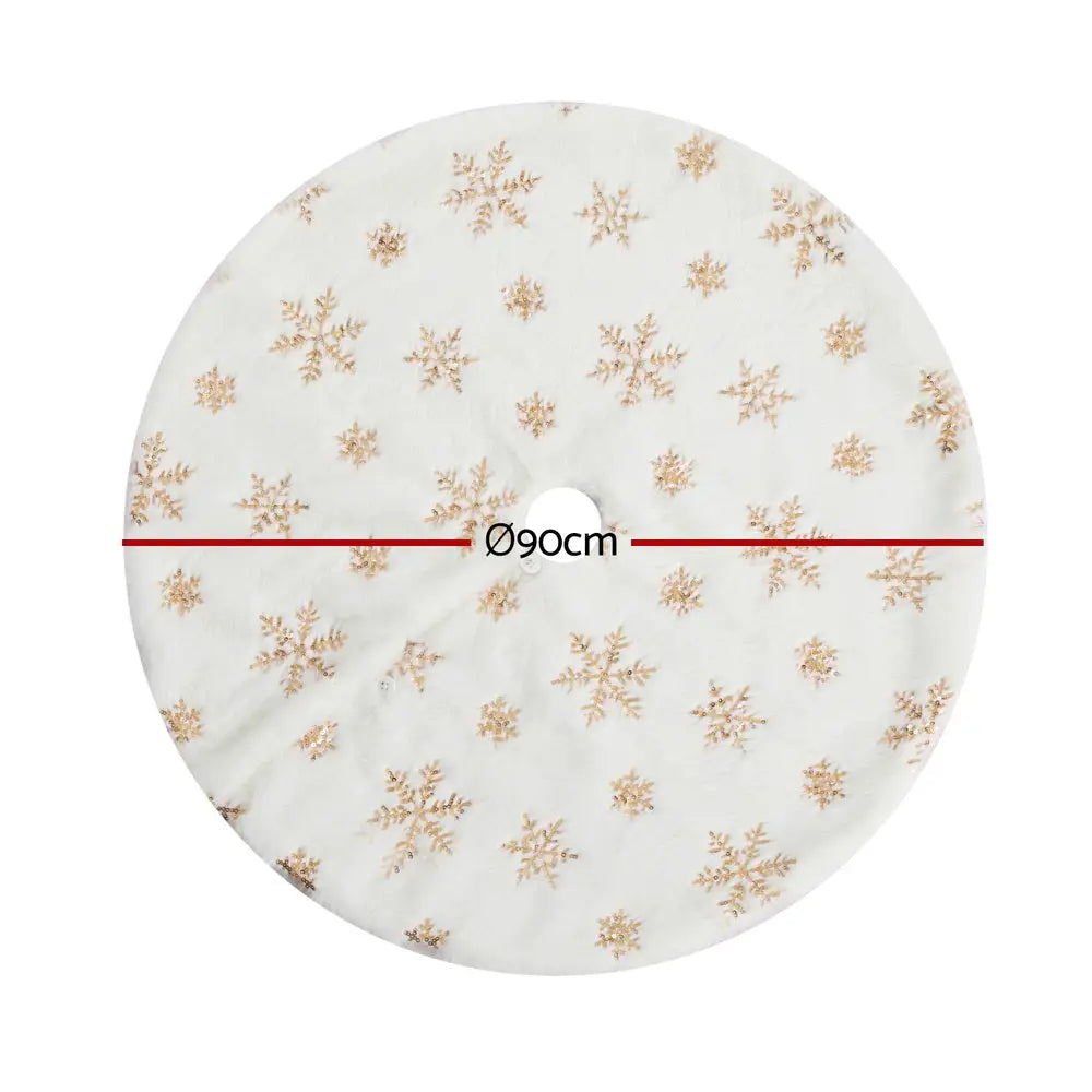 Jingle Jollys Christmas Tree Skirt 90cm Snowflake Ornaments Xmas Decorations - Occasions > Christmas > Christmas