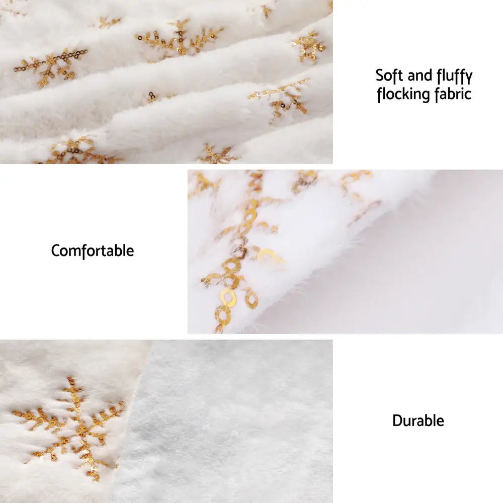Jingle Jollys Christmas Tree Skirt 90cm Snowflake Ornaments Xmas Decorations - Occasions > Christmas > Christmas