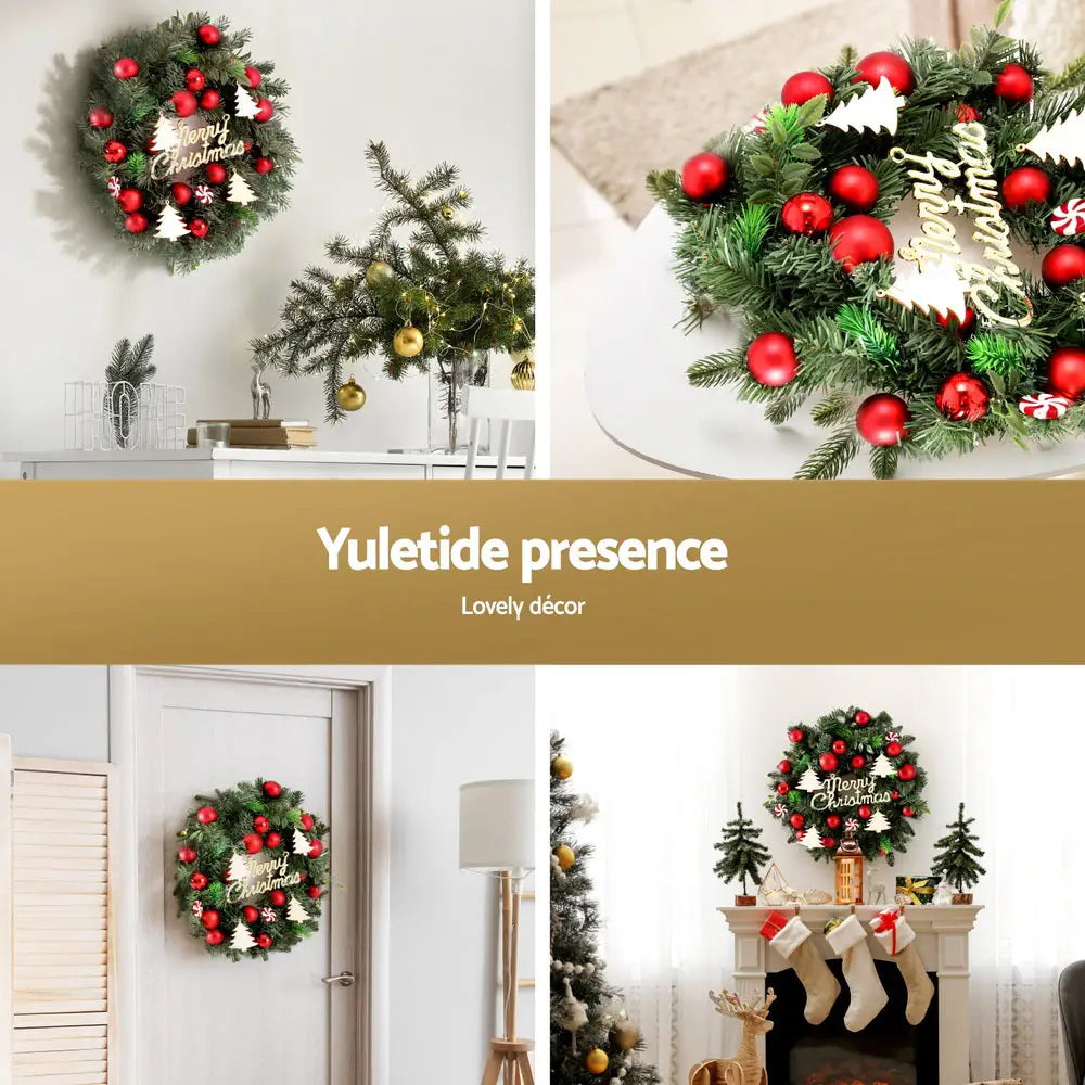 Jingle Jollys Christmas Wreath 40CM Xmas Garland Baubles Ornaments Party Decor - Occasions > Christmas > Christmas