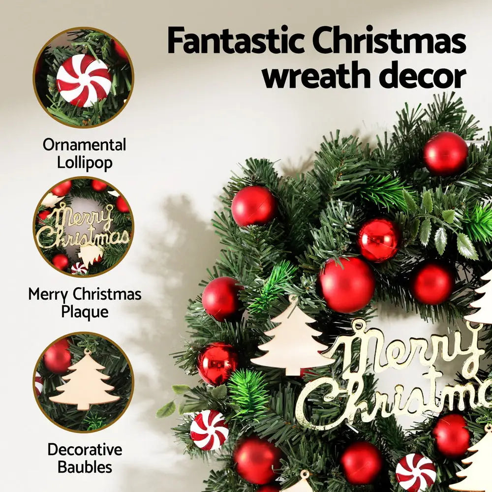 Jingle Jollys Christmas Wreath 40CM Xmas Garland Baubles Ornaments Party Decor - Occasions > Christmas > Christmas